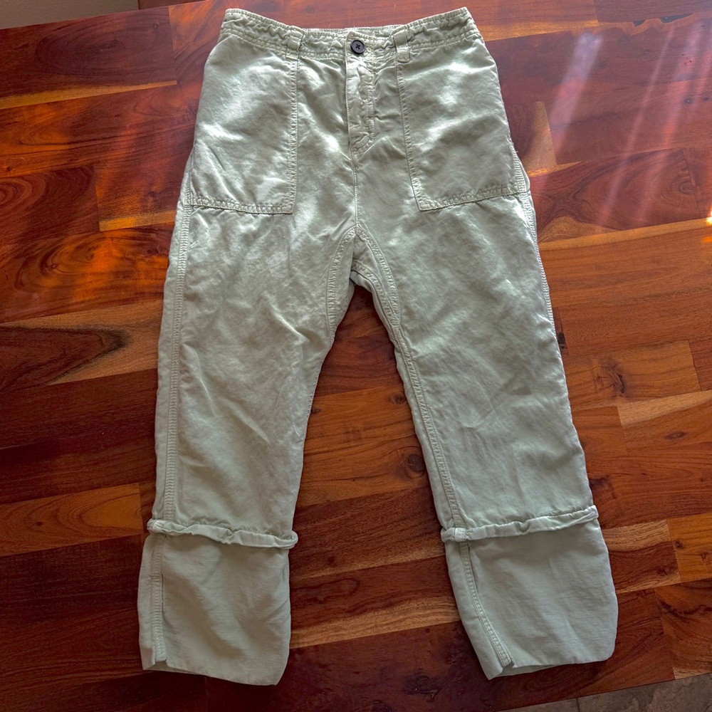 Zara Tokyo Green Cotton Linen Pants